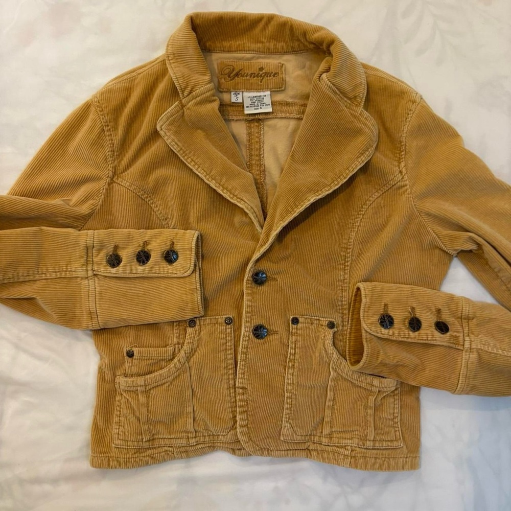 Camel Tan‎ Corduroy Blazer by Younique Size Small Vintage 1990s Y2K - Picture 8 of 8